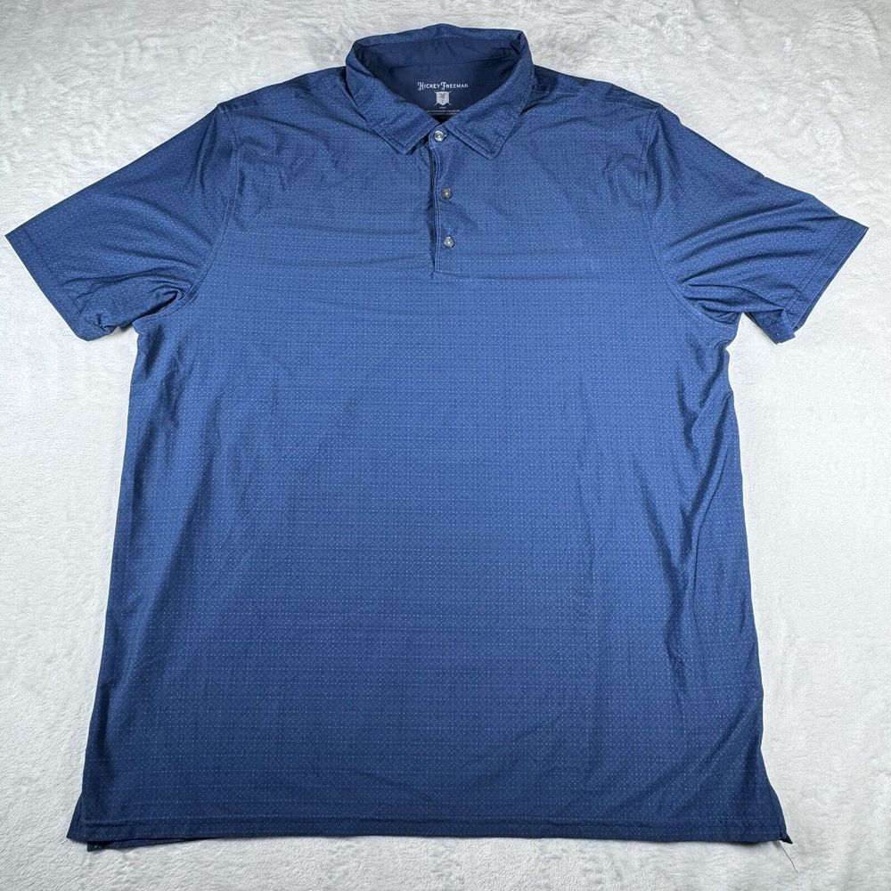 Hickey Freeman Polo Shirt‎ Men XL Blue Golf Geometric All Over Print Performance